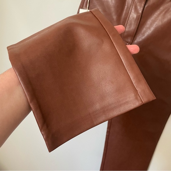 NEW Aritzia Wilfred The Melina Pant Faux Leather Trouser Brown Size 6 NWT - Picture 4 of 7